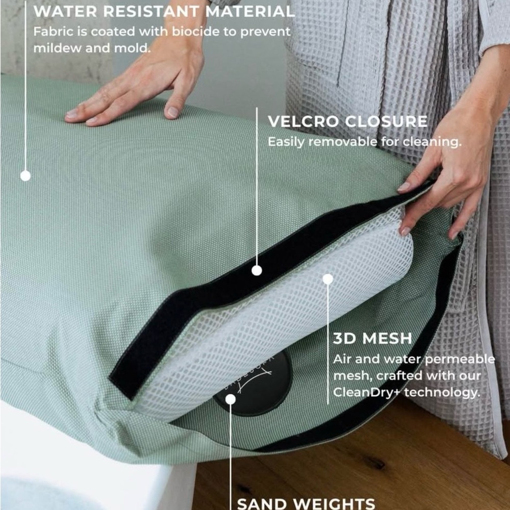 BADSOFA luxury bath Green Back, Seat & Foot Pillow Set - Picture 5 of 7